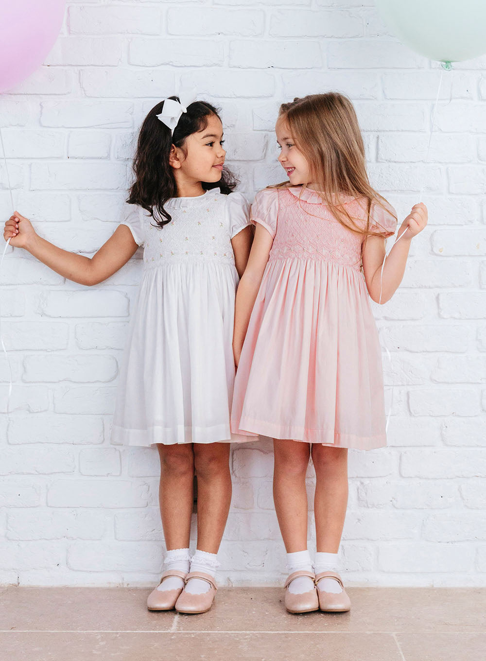 Lily Rose Dress Willow Rose Hand Smocked Dress in White