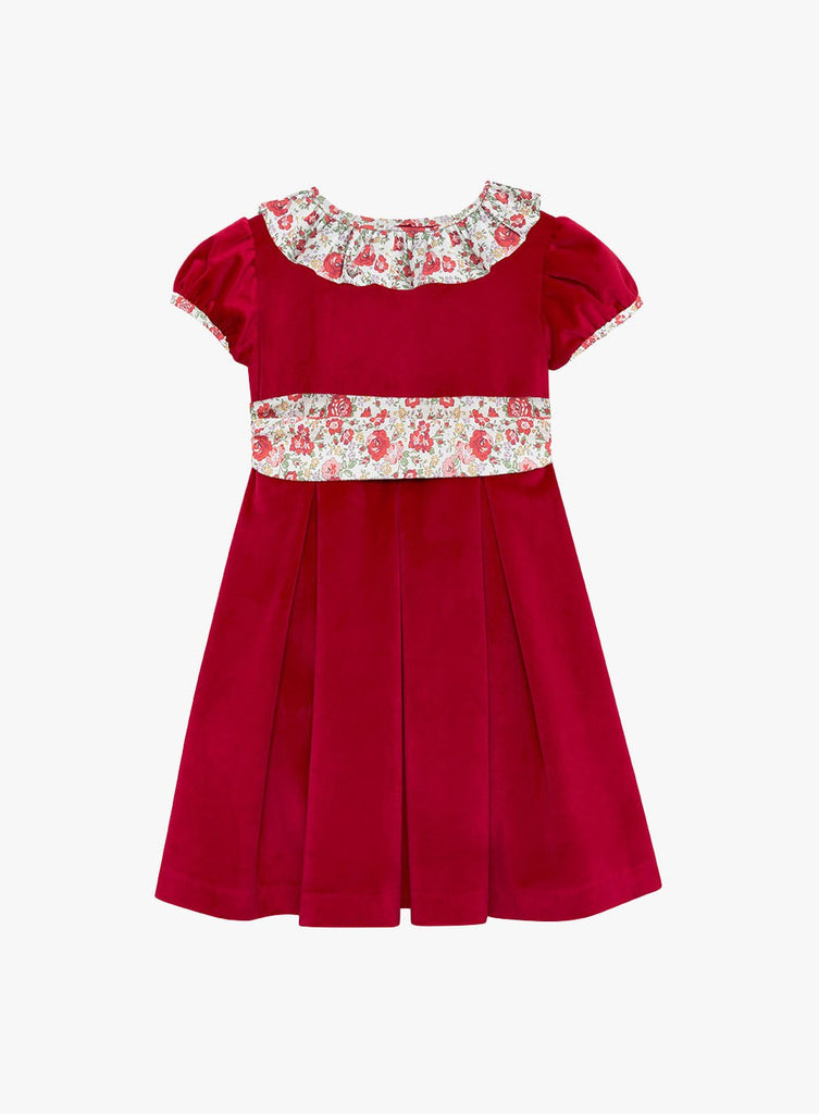 Girls Felicite Velvet Party Dress Red Felicite Trotters London