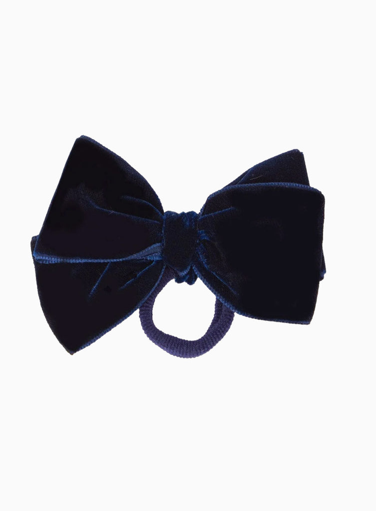 Lily Rose Hair Bobbles Velvet Bow Hair Bobble in Navy