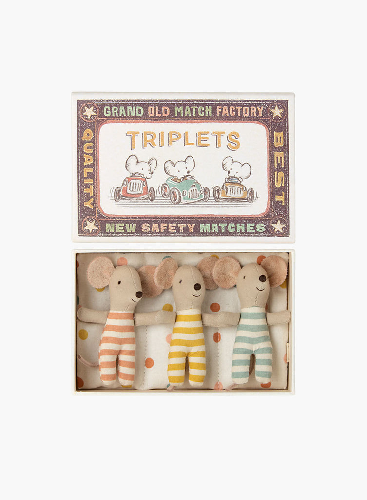 Maileg Toy Baby Mice Triplets with Matchbox