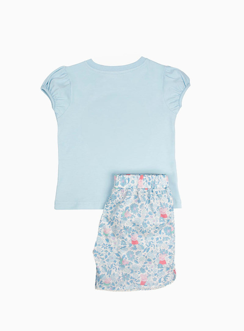 PEPPA PIG x Trotters Pyjamas Pyjama Shorts Set in Blue Peppa Meadow