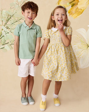 Confiture Dress Rosie Smocked Dress in Yellow Rose Floral