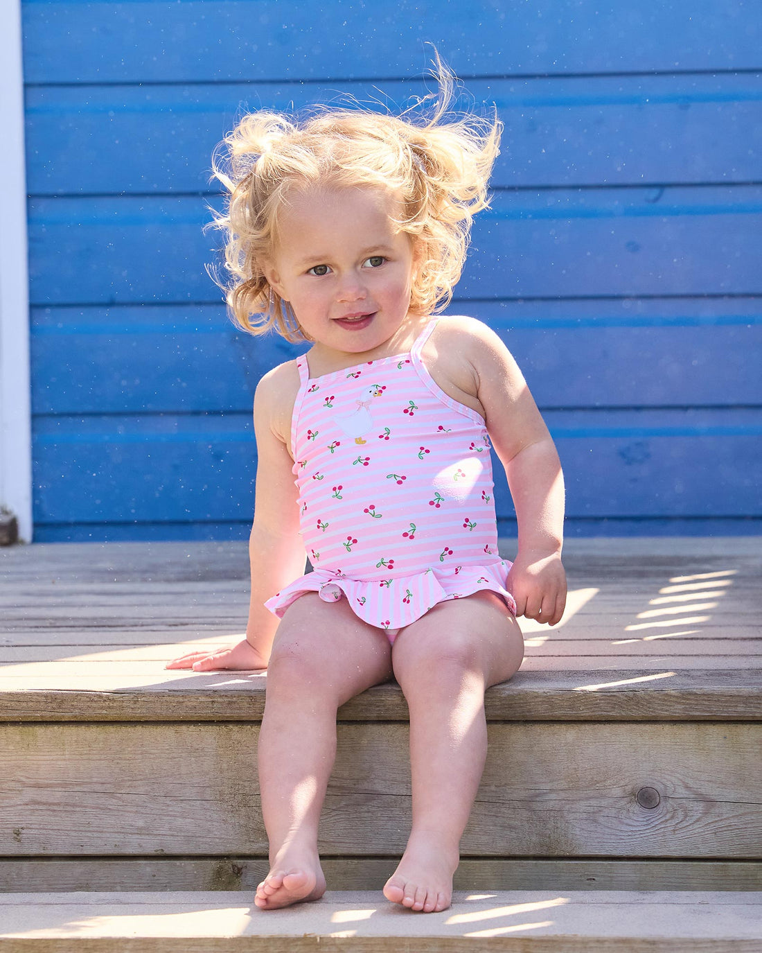 Hampton Swim Swimsuit Baby Cherry Stripe Duck Swimsuit in Pink