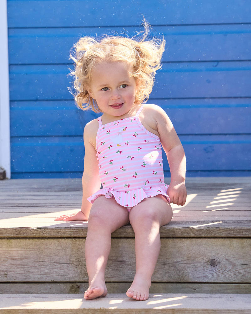 Hampton Swim Swimsuit Baby Cherry Stripe Duck Swimsuit in Pink
