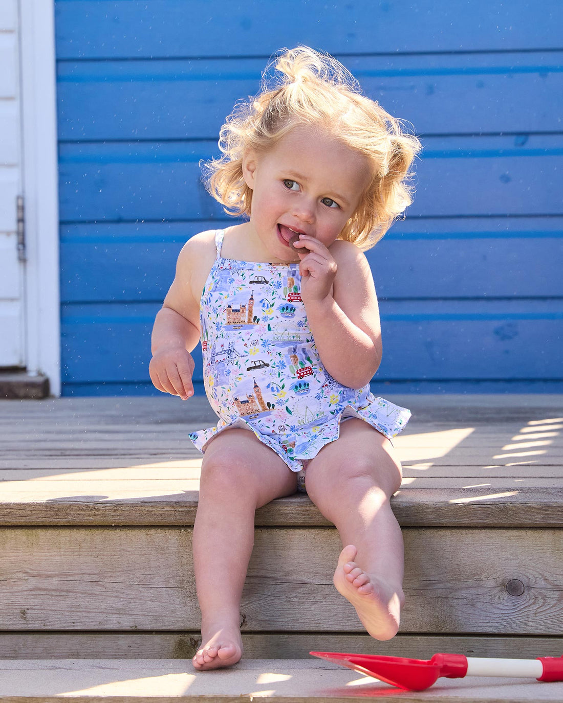 Hampton Swim Swimsuit Baby Peplum Swimsuit in London Scenes