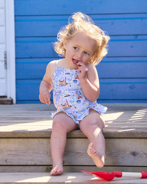 Hampton Swim Swimsuit Baby Peplum Swimsuit in London Scenes