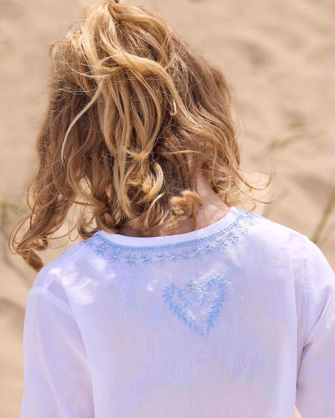 Lily Rose Kaftan Embroidered Kaftan in White/Blue