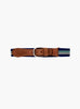 Thomas Brown Belt Elasticated Belt in Navy/Sage Stripe