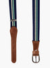 Thomas Brown Belt Elasticated Belt in Navy/Sage Stripe