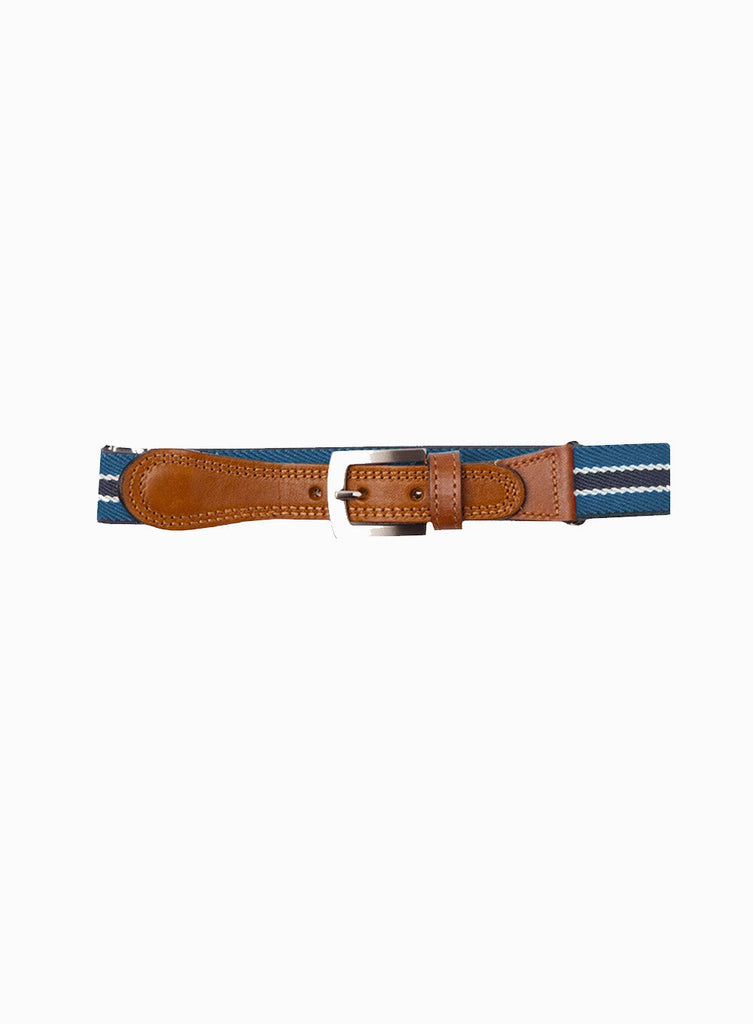 Thomas Brown Belt Elasticated Belt in Navy Stripe