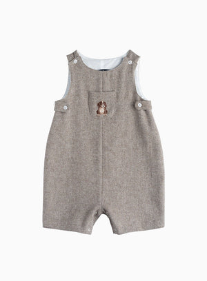 Thomas Brown Bib Shorts Little Archie Romper in Brown Herringbone