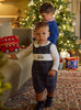 Thomas Brown Bib Shorts Little Archie Smocked Romper in Navy Tartan