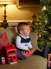 Thomas Brown Bib Shorts Little Archie Smocked Romper in Navy Tartan