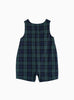 Thomas Brown Bib Shorts Little Archie Smocked Romper in Navy Tartan