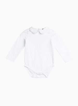 Thomas Brown Body Little Long-Sleeved Milo Stitched Body in White/Pale Blue