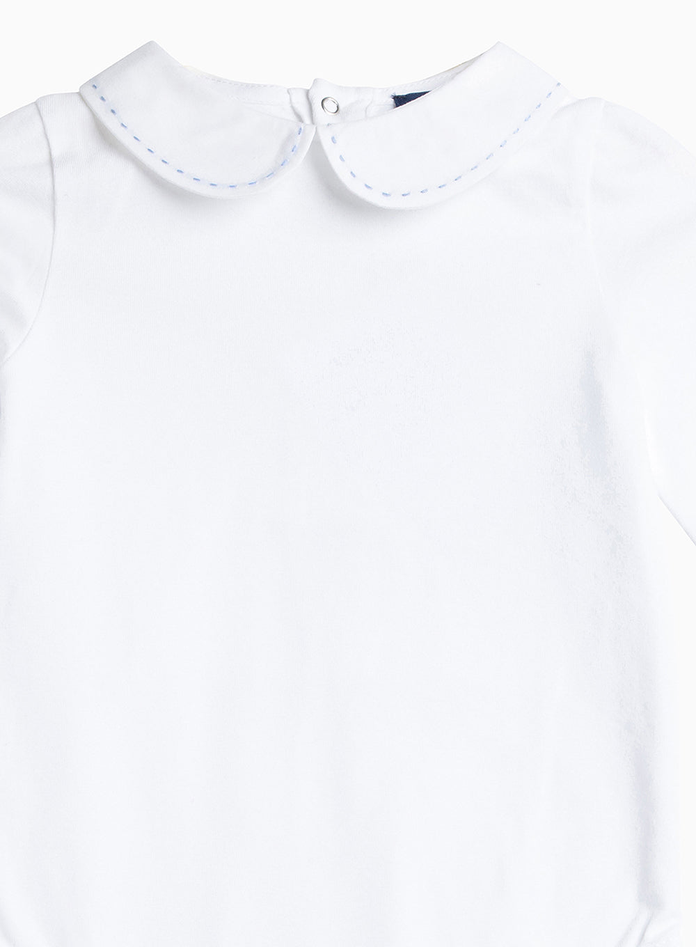 Thomas Brown Body Little Long-Sleeved Milo Stitched Body in White/Pale Blue