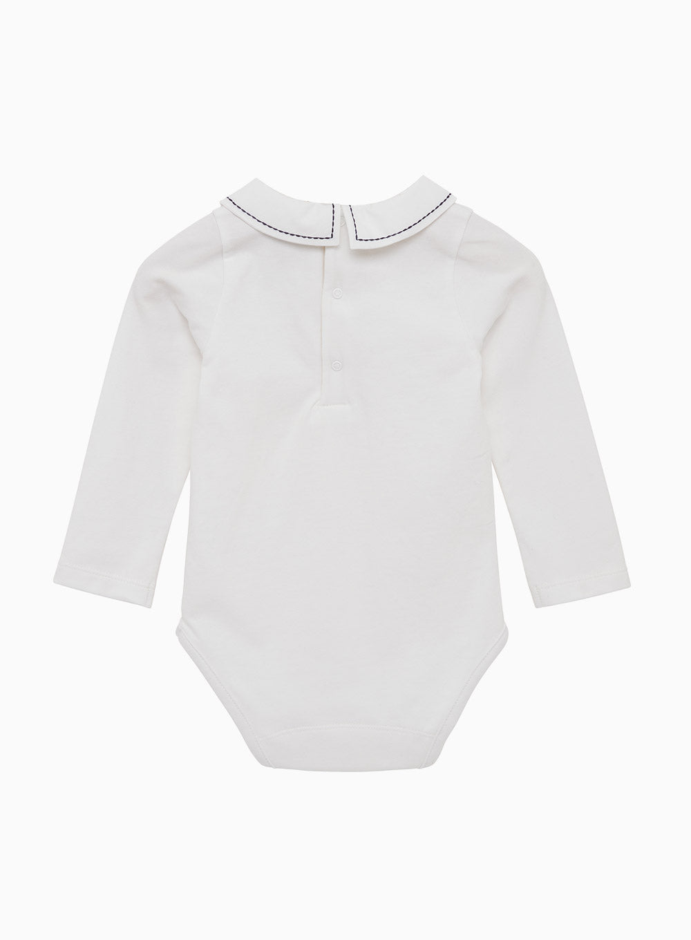 Thomas Brown Body Little Long Sleeved Monty Stitched Body in White Navy