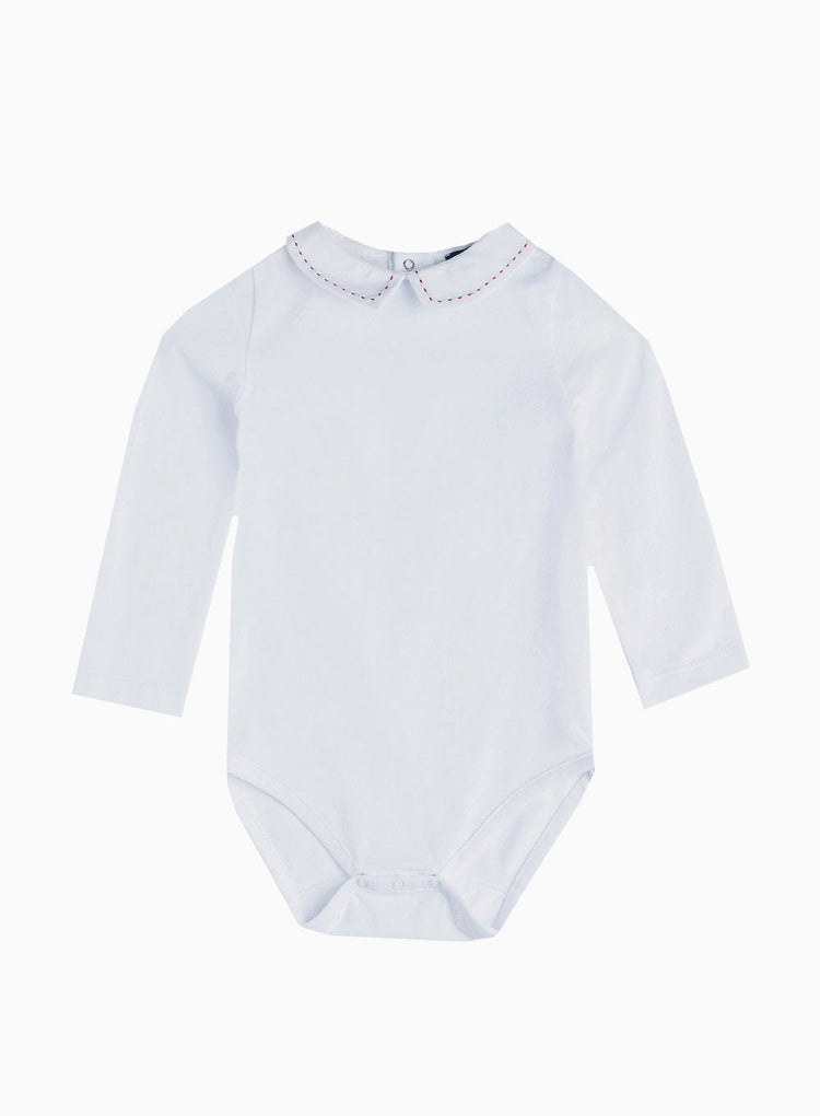 Thomas Brown Body Little Long-Sleeved Monty Stitched Body in White Red