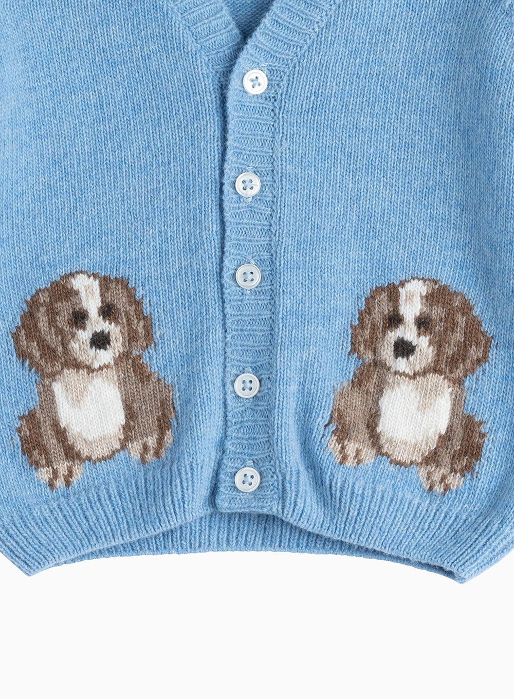 Thomas Brown Baby Boys Walter Dog Cardigan Blue Marl Trotters London