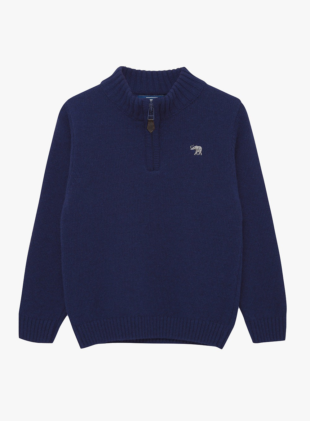 Thomas Brown Calum Half Zip Jumper in Navy Trotters London