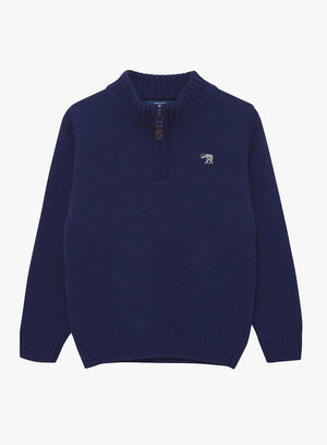 Thomas Brown Jumper Calum Half-Zip Jumper in Navy
