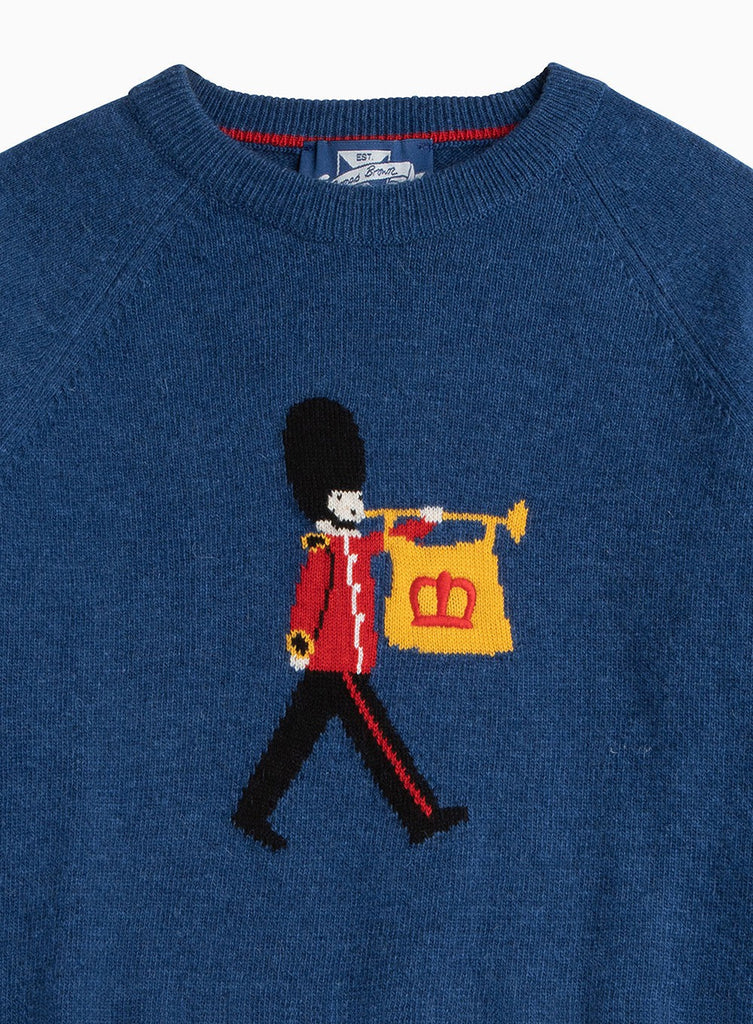 Thomas Brown Boys Guardsman Jumper Denim Blue Marl Trotters London