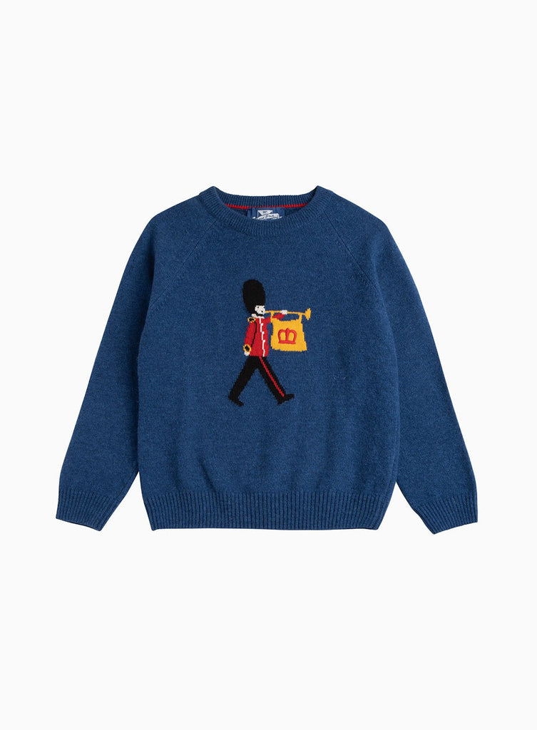 Thomas Brown Boys Guardsman Jumper Denim Blue Marl Trotters London