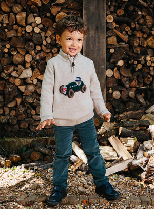 Thomas Brown Jumper Henry Half-Zip Jumper