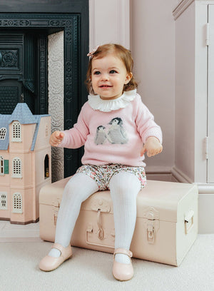 Thomas Brown Jumper Little Pip Penguin Jumper in Pale Pink