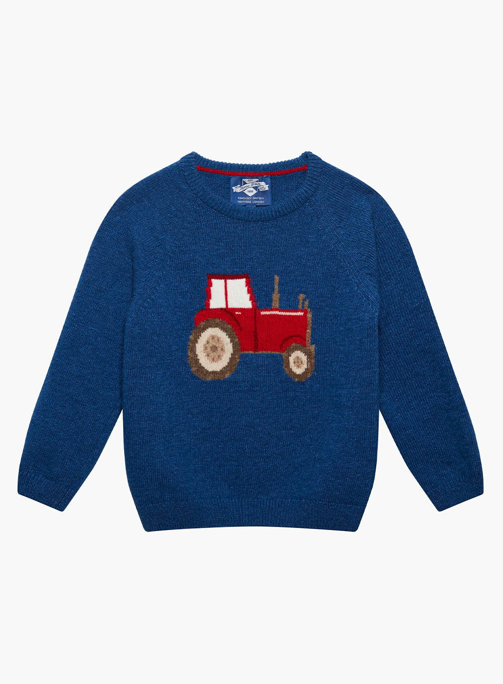 Thomas Brown Boys Tractor Jumper in Denim Blue Marl Trotters London
