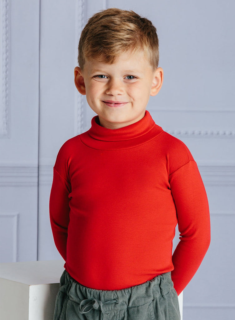 Thomas Brown Roll Neck Unisex Classic Roll Neck in Red
