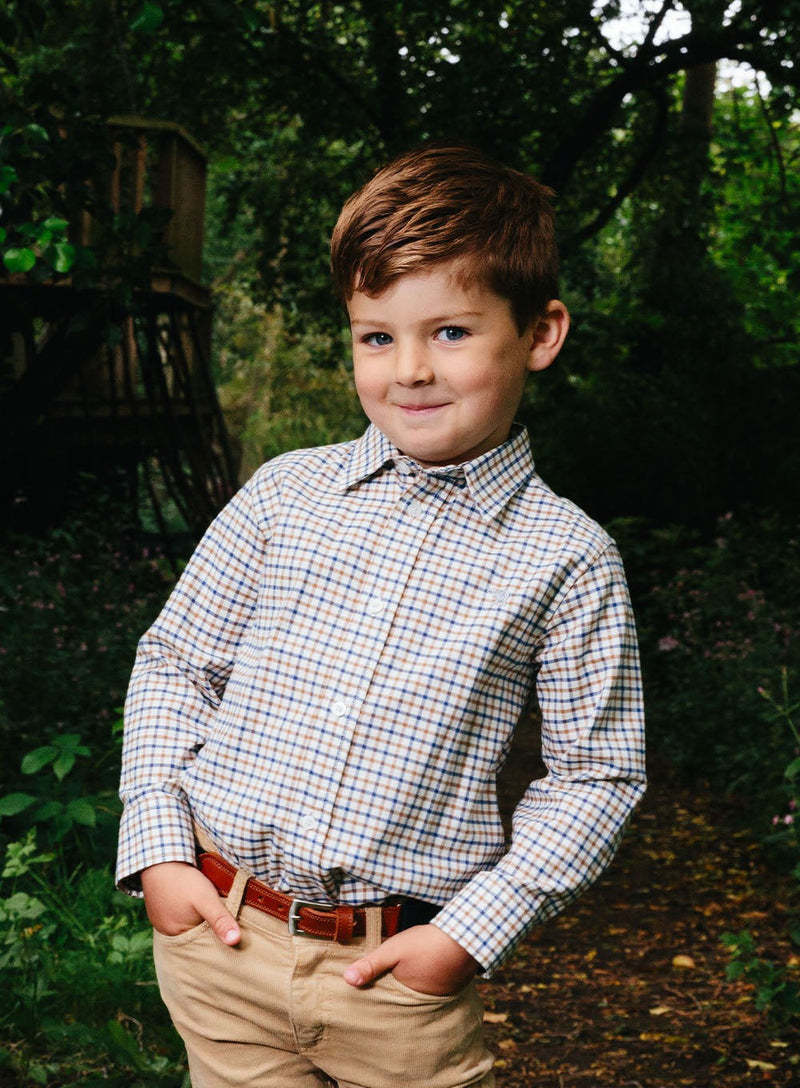 Thomas Brown Shirt Oliver Shirt in Camel Check