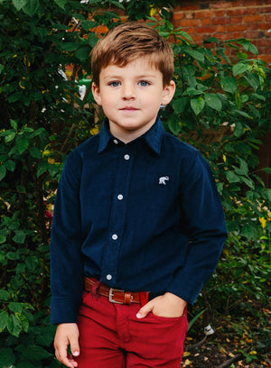 Thomas Brown Shirt Oliver Shirt in Navy Cord