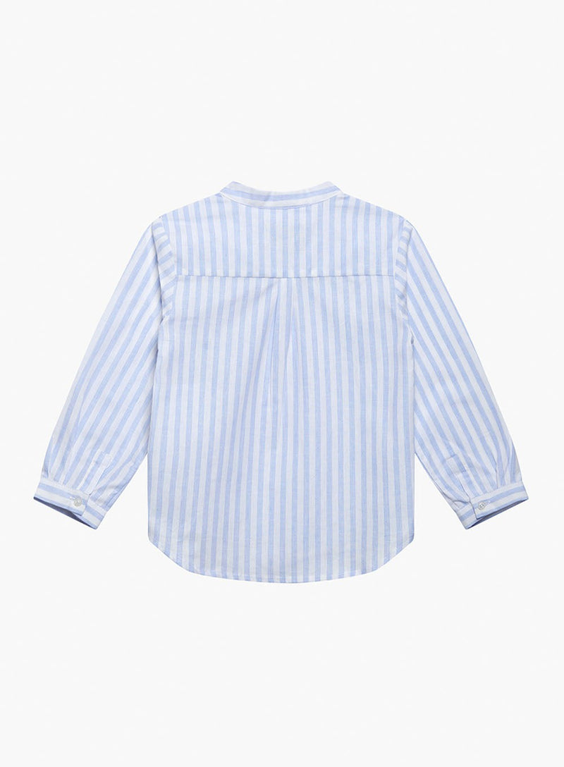 Thomas Brown Shirt Oscar Shirt in Pale Blue Stripe
