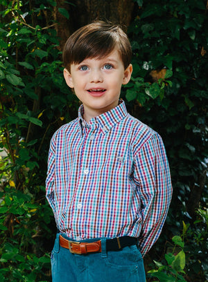 Thomas Brown Shirt Thomas Shirt in Burgundy Check