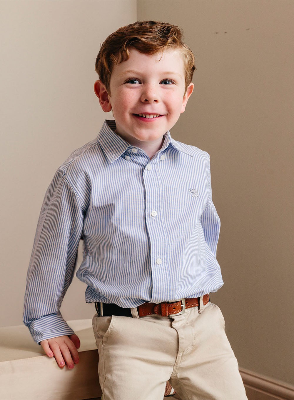 Thomas Brown Shirt Thomas Shirt in Navy Striped