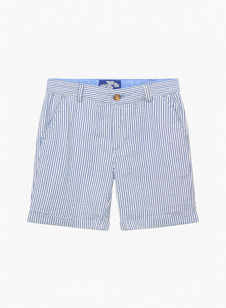 Boys Charlie Chino Shorts in Blue Stripe | Trotters London