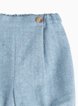 Thomas Brown Trousers Little Bertie Trousers in Pale Blue Herringbone
