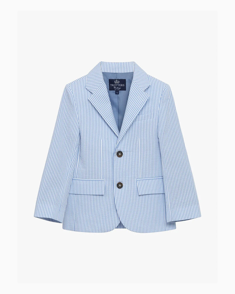 Trotters Heritage Blazer Sebastian Blazer in Pale Blue Stripe