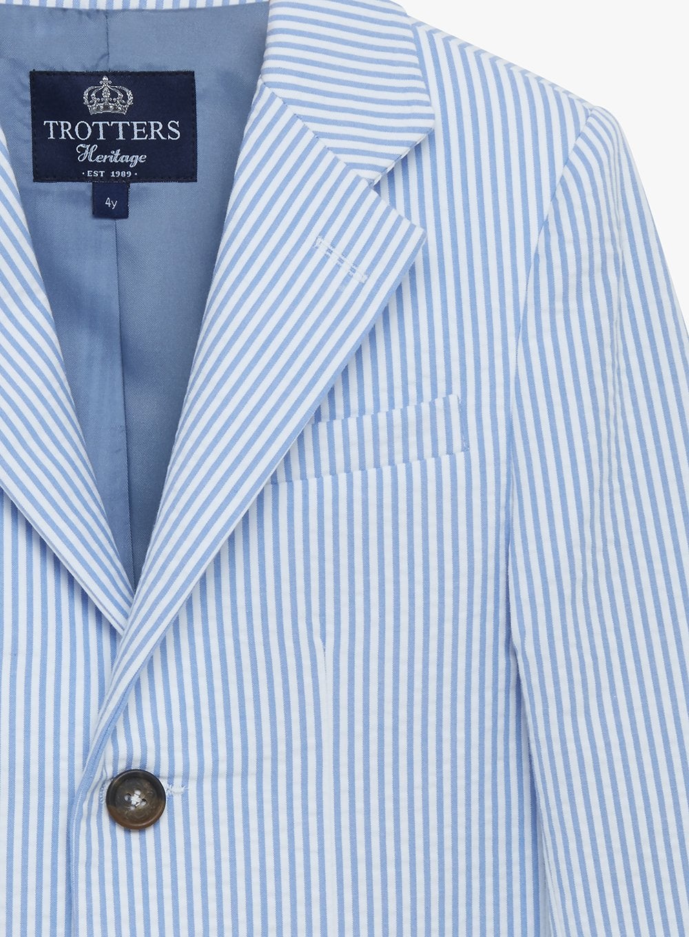 Trotters Heritage Blazer Sebastian Blazer in Pale Blue Stripe