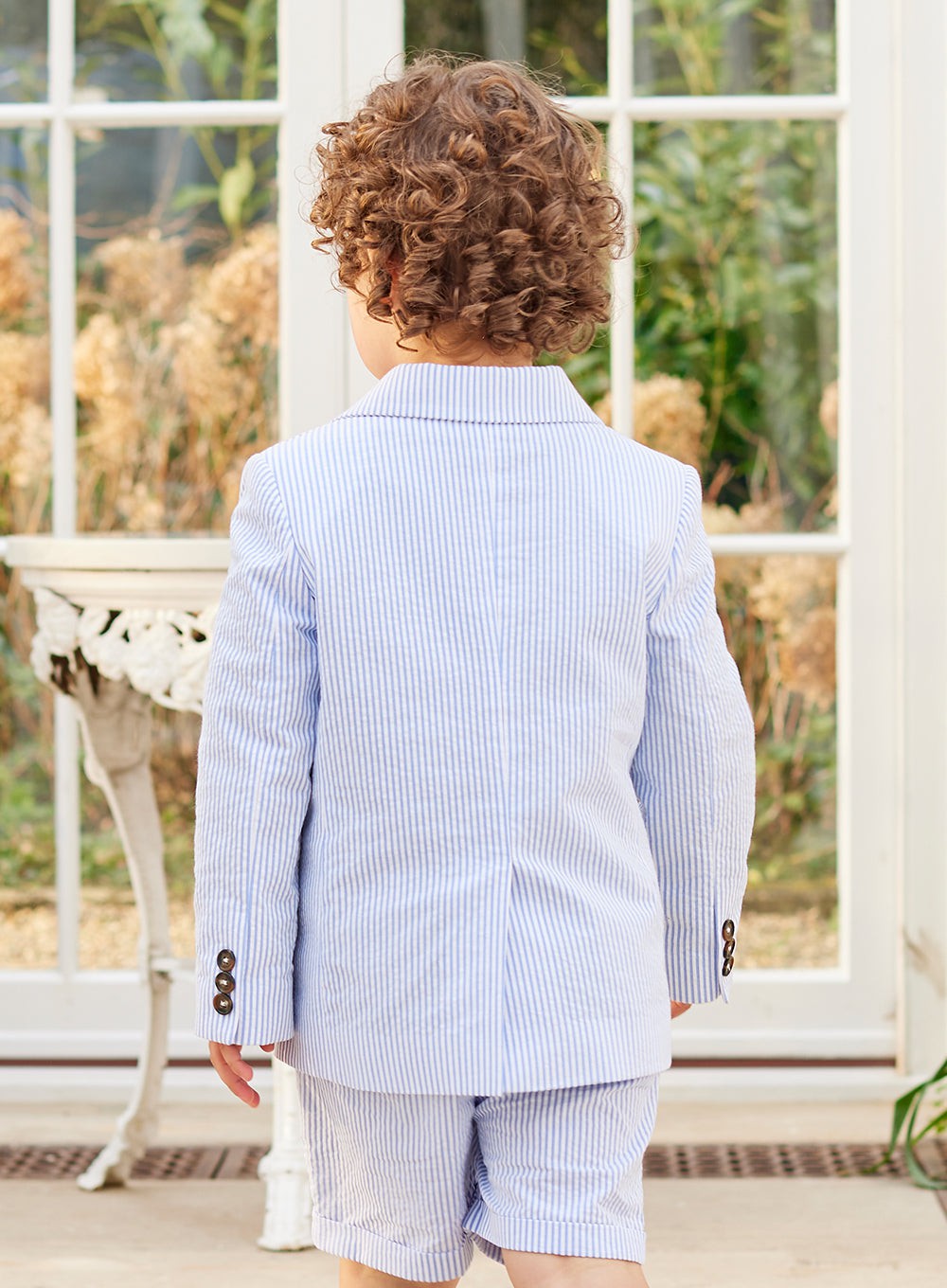 Trotters Heritage Blazer Sebastian Blazer in Pale Blue Stripe