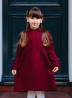 Trotters Heritage Girls' Classic Coat in Burgundy | Trotters London