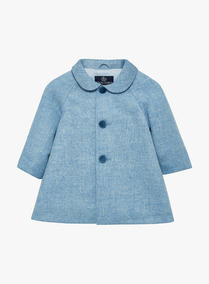 Trotters Heritage Coat Little Raglan Coat in Pale Blue