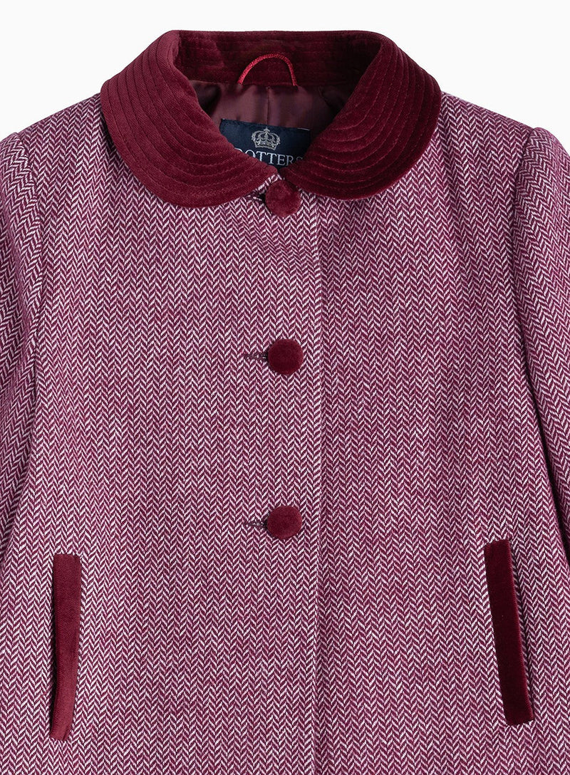 Trotters Heritage Coat Matilda Swing Coat in Pink Herringbone