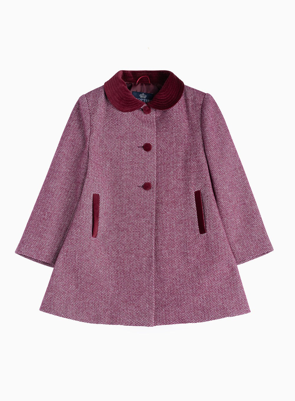 Trotters Heritage Coat Matilda Swing Coat in Pink Herringbone