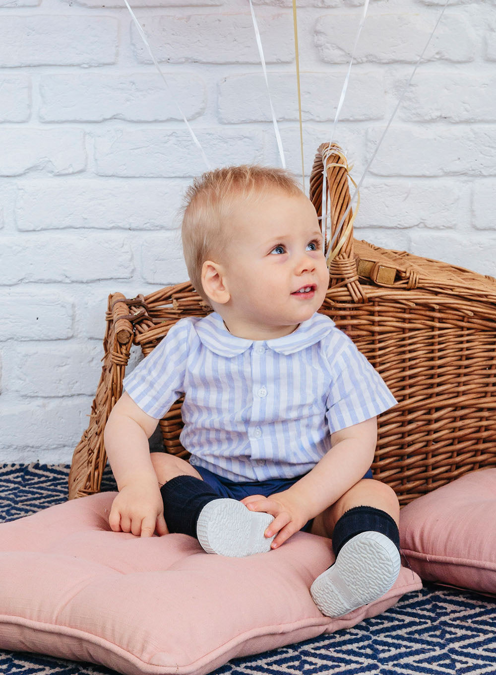 Trotters Heritage Set The Rupert Set in Navy/Pale Blue Stripe