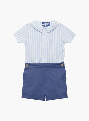 Trotters Heritage Set The Rupert Set in Navy/Pale Blue Stripe