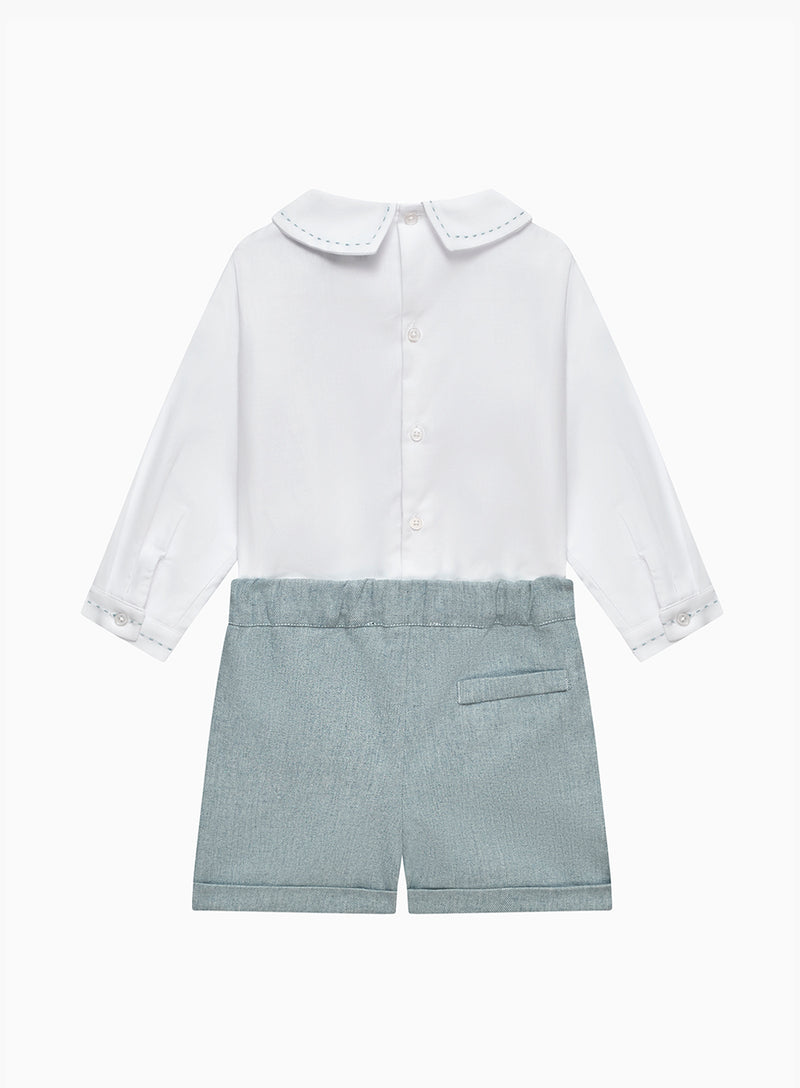 Trotters Heritage Set The Rupert Set in White/Blue Flannel