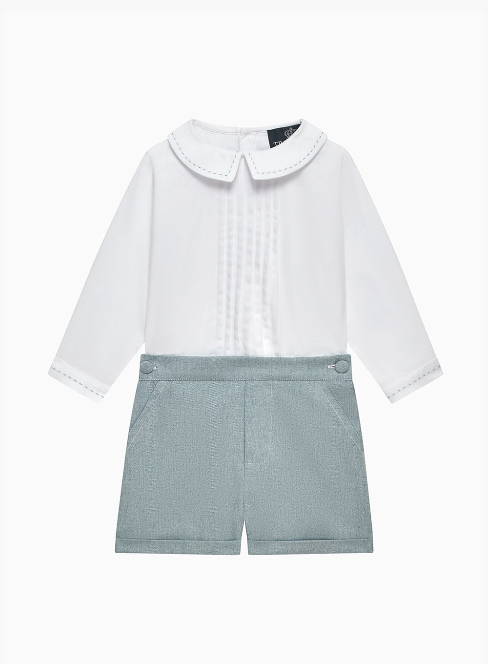 Trotters Heritage Set The Rupert Set in White/Blue Flannel