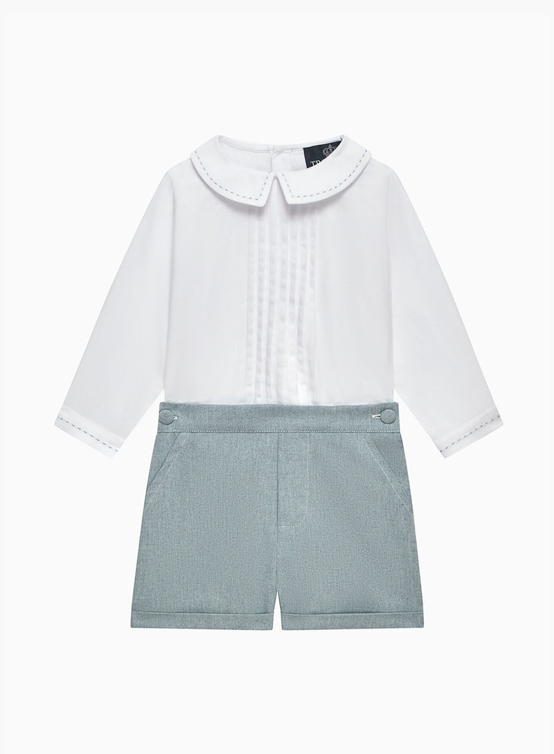 Trotters Heritage Set The Rupert Set in White/Blue Flannel